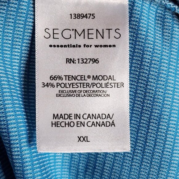 SEGMENTS Canada Solid All Blue 3/4 Sleeve Pullover Ribbed Top Womens Size XXL - Picture 6 of 7